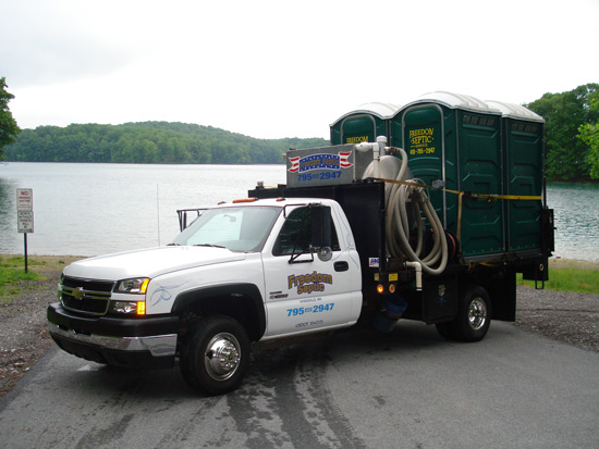 Septic Truck with Portable Toilets/Restrooms in Baltimore MD