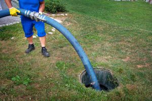 Septic system tank pumping in the ground